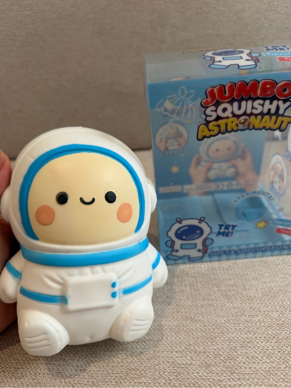 Jumbo Squishy Astronaut Toy - White & Blue Cute Space Figure